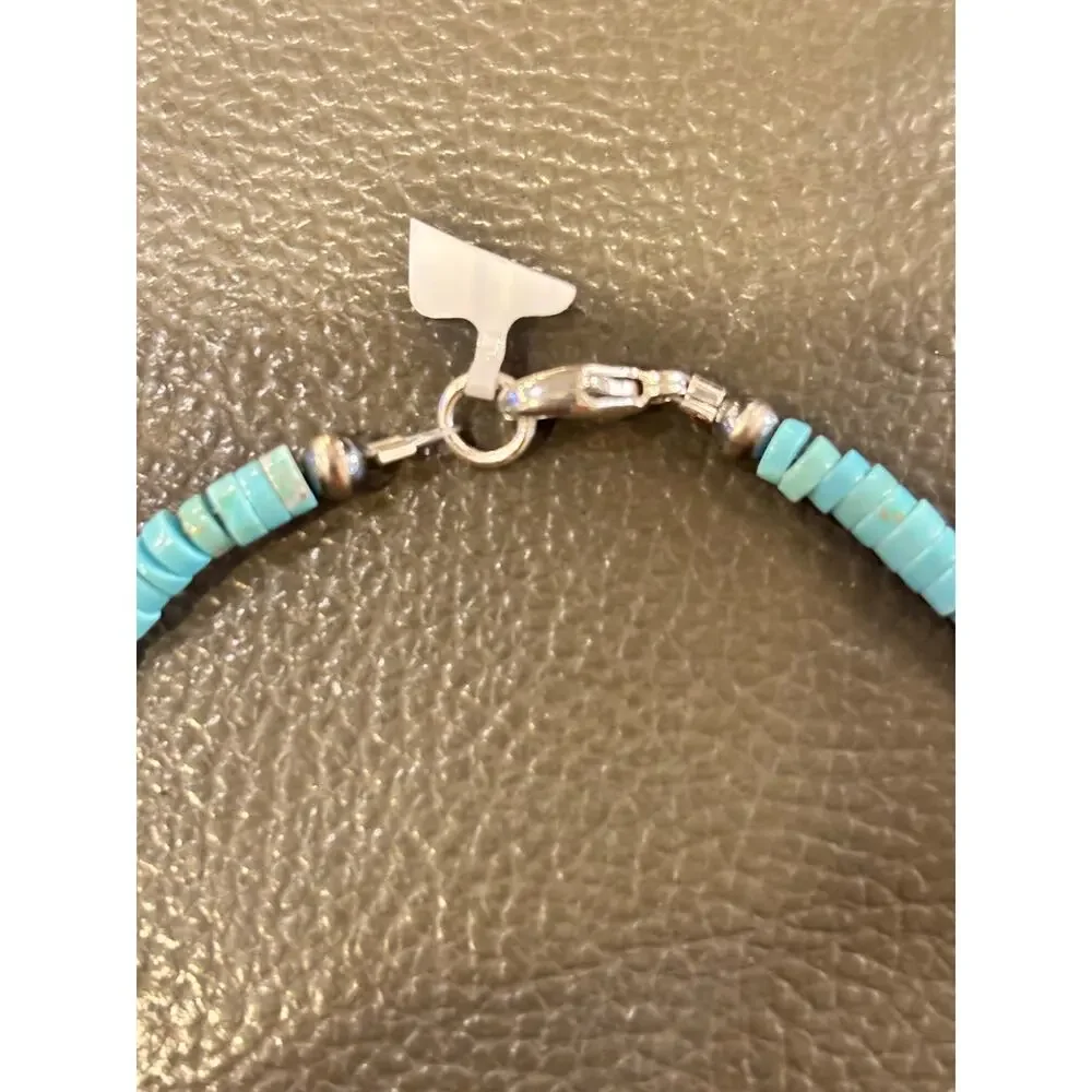 16” Turquoise Heishi Southwestern Necklace Sterling Silver